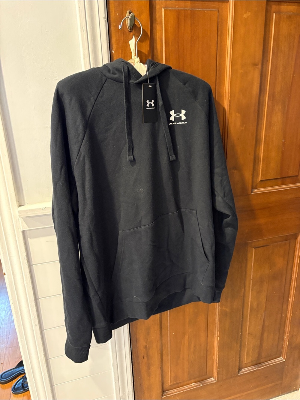 Under Armour Men's Black Hoodie Sweatshirt with White Logo